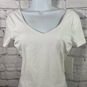 Lululemon Align Tee Womens 6 white Cropped Slim Yoga Short Sleeve Shirt